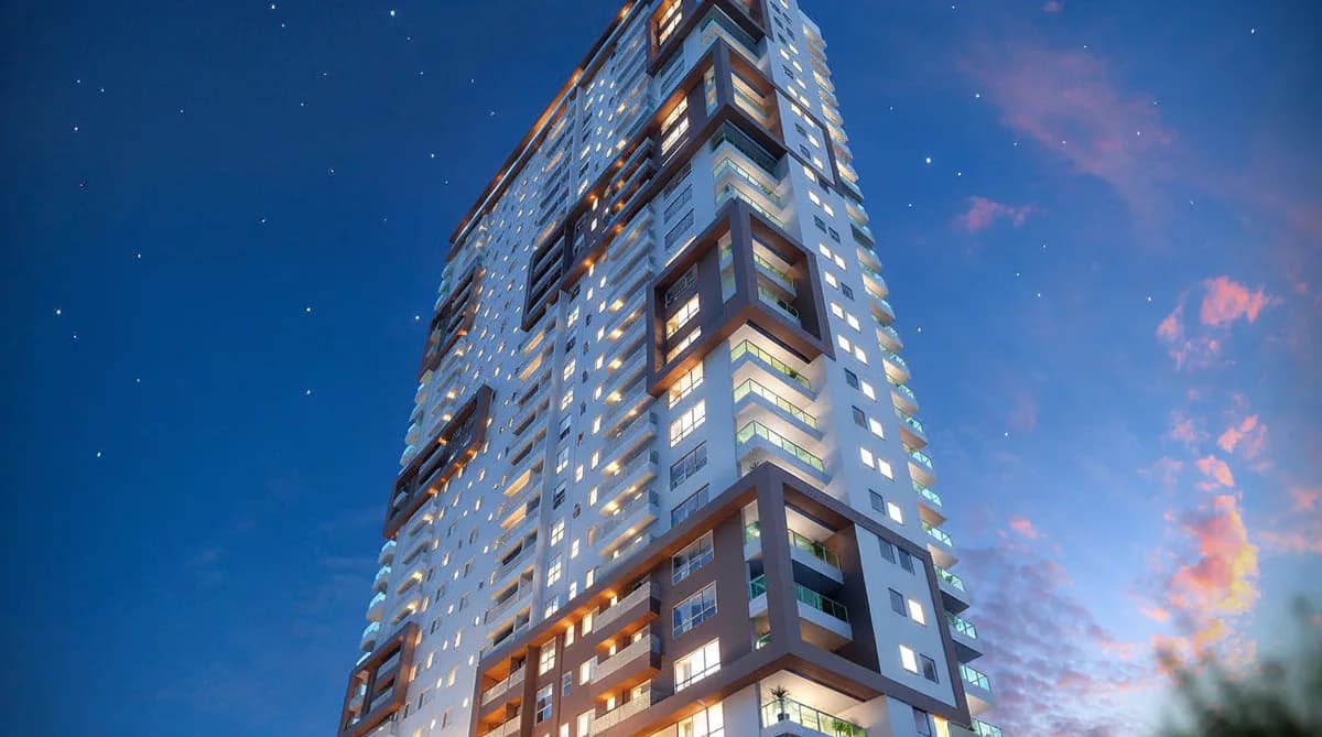 Edifício residencial moderno iluminado